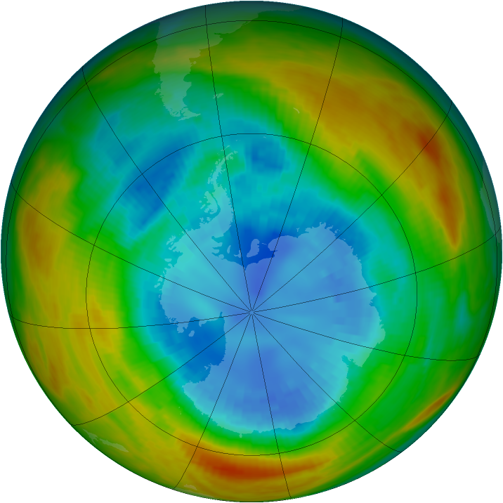 Antarctic ozone map for 02 September 1984